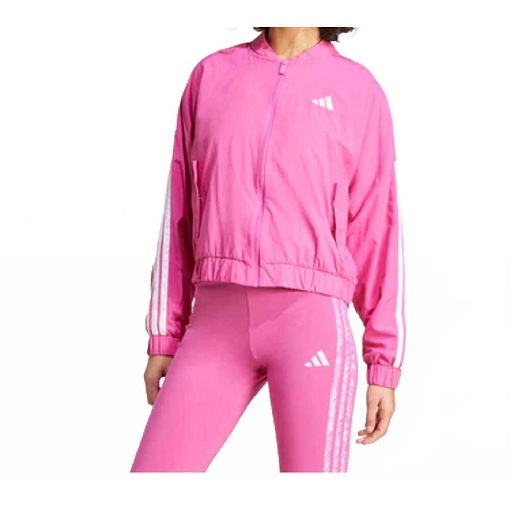 NEW ADIDAS essentials 3-stripes lifestyle woven bomber full zip jacket in semi l